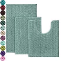 Conjunto de tapetes de banheiro Urvoix, 3 peças de chenille antiderrapante (Aqua Sea) Conjunto de tapetes de banheiro Urvoix, 3 peças de chenille antiderrapante (Aqua Sea)