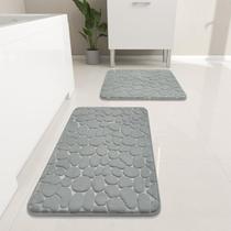 Conjunto de tapetes de banheiro YIHOUSE Cobblestone Memory Foam Light Grey Conjunto de tapetes de banheiro YIHOUSE Cobblestone Memory Foam Light Grey
