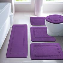 Conjunto de tapetes de banheiro YIHOUSE Purple Memory Foam de 5 peças, conjunto de tapetes de banheiro absorventes, tapetes de banho antiderrapantes para o chão do banheiro, conjuntos de tapetes de banho laváveis e secos rapidamente, tapete de banho roxo de 5 peças Conjunto de tapetes de banheiro YIHOUSE Purple Memory Foam de 5 peças, conjunto de tapetes de banheiro absorventes, tapetes de banho antiderrapantes para o chão do banheiro, conjuntos de tapetes de banho laváveis e secos rapidamente, tapete de banho roxo de 5 peças