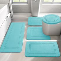Conjunto de tapetes de banheiro YIHOUSE Teal Memory Foam 5 peças