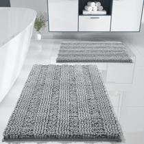 Conjunto de tapetes de banheiro Yimobra, lavável, 2 peças, cinza absorvente