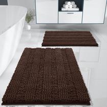 Conjunto de tapetes de banheiro Yimobra lavável de 2 peças marrom 50x80cm + 43x61cm Conjunto de tapetes de banheiro Yimobra lavável de 2 peças marrom 50x80cm + 43x61cm