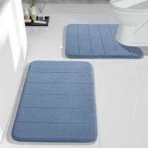 Conjunto de tapetes de banheiro Yimobra Memory Foam, 2 peças, azul jeans