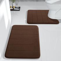 Conjunto de tapetes de banheiro Yimobra Memory Foam, 2 peças, marrom Conjunto de tapetes de banheiro Yimobra Memory Foam, 2 peças, marrom