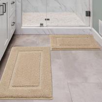 Conjunto de tapetes de banheiro ZOESIOER Tapete de banho macio ultra absorvente bege Conjunto de tapetes de banheiro ZOESIOER Tapete de banho macio ultra absorvente bege