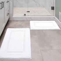 Conjunto de tapetes de banheiro ZOESIOER Tapete de banho macio ultra absorvente branco Conjunto de tapetes de banheiro ZOESIOER Tapete de banho macio ultra absorvente branco