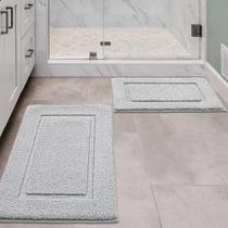 Conjunto de tapetes de banheiro ZOESIOER Tapete de banho macio ultra absorvente cinza Conjunto de tapetes de banheiro ZOESIOER Tapete de banho macio ultra absorvente cinza