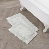 Conjunto de tapetes de banho de algodão Laura Ashley Light Grey 43x61cm 51x81cm Conjunto de tapetes de banho de algodão Laura Ashley Light Grey 43x61cm 51x81cm