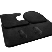 Conjunto de tapetes de banho FEELSO Memory Foam, 3 peças, antiderrapantes, preto