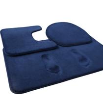 Conjunto de tapetes de banho FEELSO Memory Foam de 3 peças, tapetes azuis