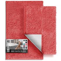 Conjunto de tapetes de banho Hearth & Harbor Chenille antiderrapante rosa 43x61cm
