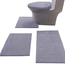 Conjunto de tapetes de banho Madeals Chenille de 4 peças com tampa de vaso sanitário cinza