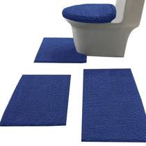 Conjunto de tapetes de banho Madeals de 4 peças com tampa de vaso sanitário azul marinho
