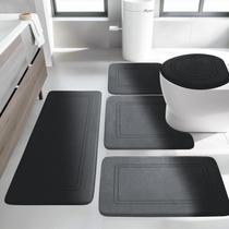 Conjunto de tapetes de banho YIHOUSE Memory Foam Black de 5 peças para banheiro Conjunto de tapetes de banho YIHOUSE Memory Foam Black de 5 peças para banheiro