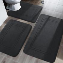 Conjunto de tapetes de banho YIHOUSE Memory Foam Non Slip Super Soft Black Conjunto de tapetes de banho YIHOUSE Memory Foam Non Slip Super Soft Black
