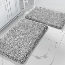 Conjunto de tapetes de banho Yimobra Fluffy cinza claro e branco 60x43+80x50cm