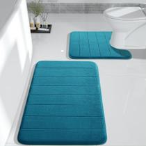 Conjunto de tapetes de banho Yimobra Memory Foam, 2 peças, azul pavão