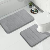 Conjunto de tapetes de banho Yimobra Memory Foam 2 peças cinza 80x50cm e 60x50cm Conjunto de tapetes de banho Yimobra Memory Foam 2 peças cinza 80x50cm e 60x50cm