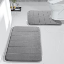 Conjunto de tapetes de banho Yimobra Memory Foam, 2 peças, tapetes macios, cinza