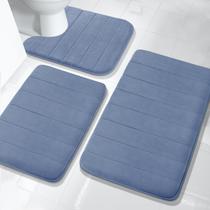 Conjunto de tapetes de banho Yimobra Memory Foam, 3 peças, azul jeans
