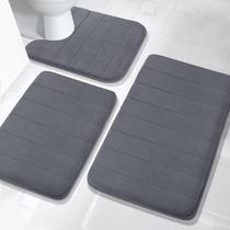 Conjunto de tapetes de banho Yimobra Memory Foam 3 peças cinza escuro
