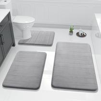 Conjunto de tapetes de banho Yimobra Memory Foam 3 peças cinza