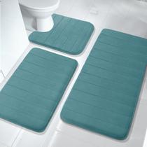 Conjunto de tapetes de banho Yimobra Memory Foam, 3 peças, cor azul-petróleo