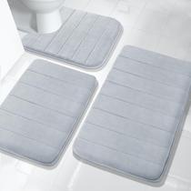 Conjunto de tapetes de banho Yimobra Memory Foam 3 peças prateadas