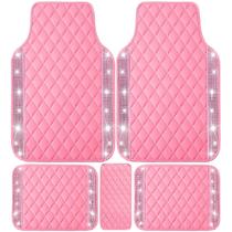 Conjunto de tapetes de carro NBTEPEM Pink Leather Diamond, 5 peças