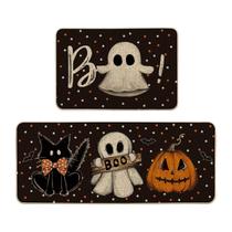 Conjunto de tapetes de cozinha Artoid Mode Bats Black Cats Boo Pumpkin Conjunto de tapetes de cozinha Artoid Mode Bats Black Cats Boo Pumpkin