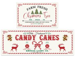 Conjunto de tapetes de cozinha Christmas Farmhouse Xmas Tree Candy Canes