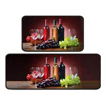 Conjunto de tapetes de cozinha Ghroiep 3D Wine Glasses 2 peças