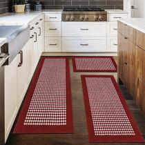 Conjunto de tapetes de cozinha Ileading, 3 peças, suporte de borracha antiderrapante vermelho