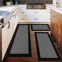 Conjunto de tapetes de cozinha Ileading Minimalist 3D Lattice 3 peças