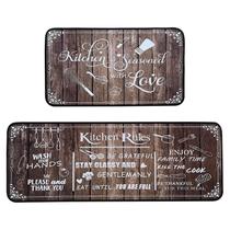 Conjunto de tapetes de cozinha Voanos Kitchen Rules 2 peças marrons Conjunto de tapetes de cozinha Voanos Kitchen Rules 2 peças marrons