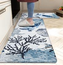 Conjunto de tapetes de cozinha Weesire 44x71cm e 44x120cm azul marinho Conjunto de tapetes de cozinha Weesire 44x71cm e 44x120cm azul marinho