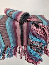 Conjunto De Tapetes De Tear 3 Peças Coordenadas Dupla Face Listras Bicolor