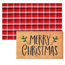 Conjunto de tapetes Duraaamo Capacho de Natal 40x70 cm Tapete xadrez 60x90 cm