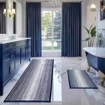 Conjunto de tapetes e tapetes de banheiro BSICPRO Chenille Bath Mat Rug Navy Conjunto de tapetes e tapetes de banheiro BSICPRO Chenille Bath Mat Rug Navy