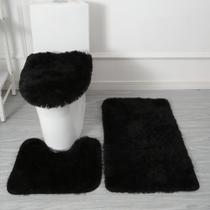 Conjunto de Tapetes Eanpet para Banheiro 3 Peças Preto Lavável