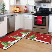 Conjunto de tapetes para cozinha Merry Christmas Snowman 2 PCS