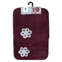Conjunto de Tapetes Premium Flower para Banheiro Kit 3 Peças com Antiderrapante