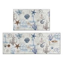 Conjunto de tapetes Twyt Decor Nautical Kitchen Ocean Theme 43x76+43x118cm