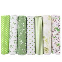 Conjunto de tecidos Yosooo 7 peças de batiks verdes 100% algodão (50 x 50 cm)