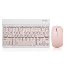 Conjunto de teclado e mouse Bluetooth, teclado portátil e sem fio recarregável para Apple, iPad, iPhone, iOS 13 e superior, tablet, smartphone, Android, Windows (rosa de 10 polegadas)