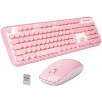 Conjunto de teclado e mouse FOPETT Wireless 2,4 GHz (rosa)