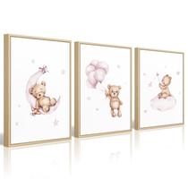 Conjunto de telas de berçário Wall Art Baccone Bear 41x61cm emoldurado