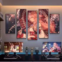 Conjunto de telas de pintura de parede Genshin Impact 5 painéis 20x40cm x2, 20x60cm x3 Conjunto de telas de pintura de parede Genshin Impact 5 painéis 20x40cm x2, 20x60cm x3