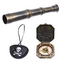 Conjunto de telescópio e bússola Prop + Pirate Eye Patch Cosplay