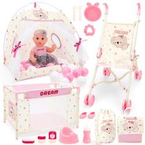Conjunto de tendas de berço para carrinho de bebê Deao KB85886 com 14 bonecas